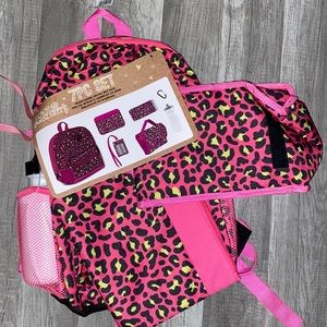 Cheetah print backpack 7 piece set